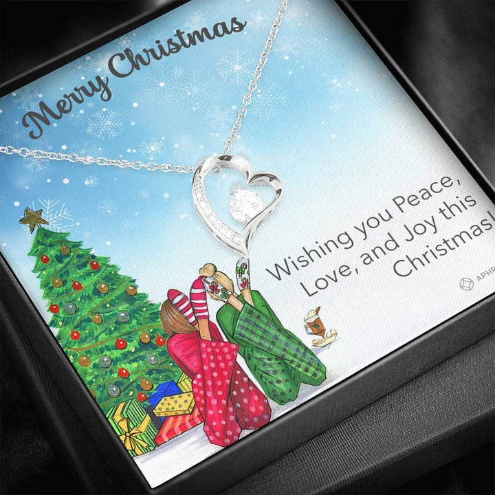 Merry Christmas Wishing You Peace Love Joy Forever Love Necklace