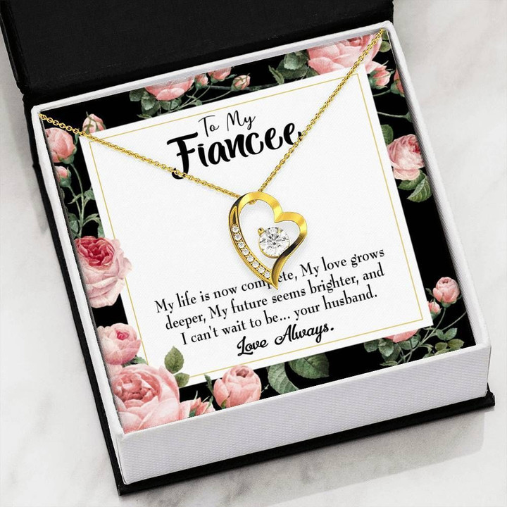 My Future Seems Brighter Gift For Fiancee 18K Gold Forever Love Necklace