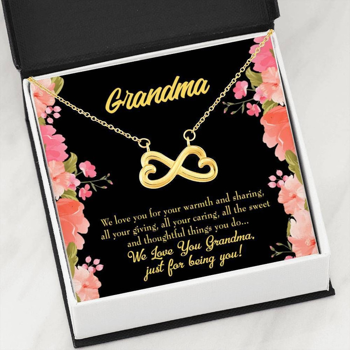 Infinity Heart Necklace Gift For Grandma We Love You For Your Warmth