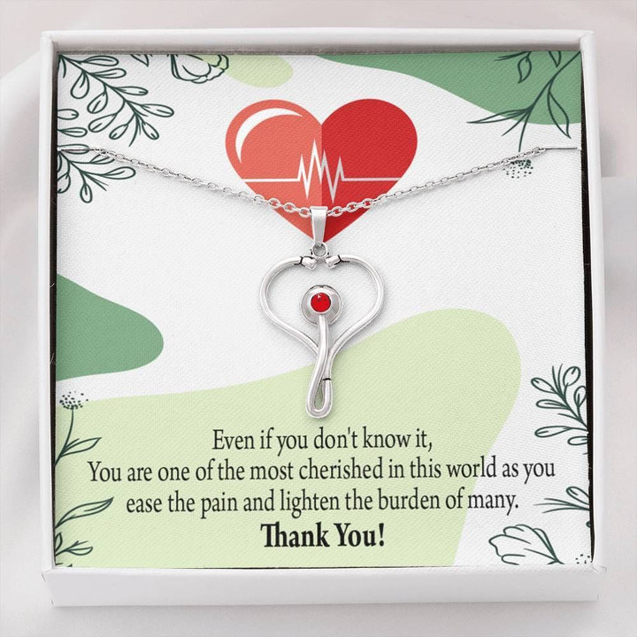Thank You Necklace Gift For Nurse Stethoscope Necklace