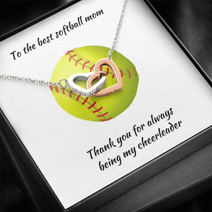 Interlocking Hearts Necklace Gift For Softball Mom Thank You