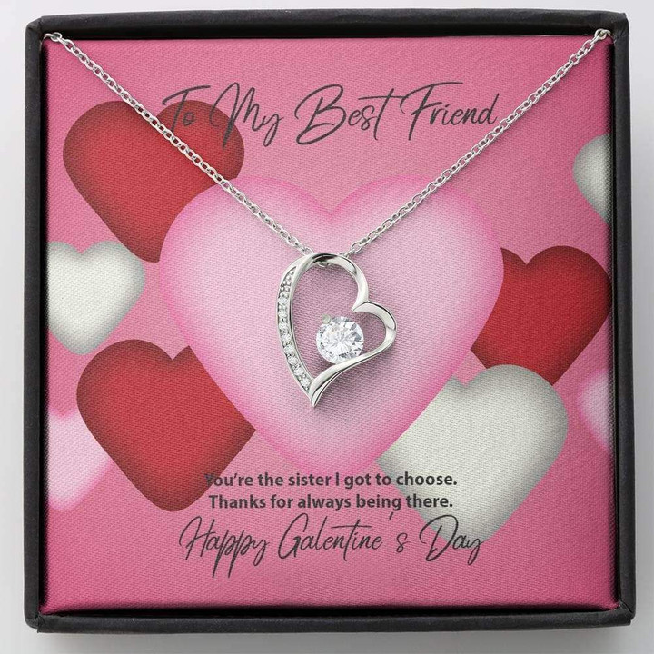 Thanks For Always Being There Gift For Bff 14k White Gold Forever Love Necklace