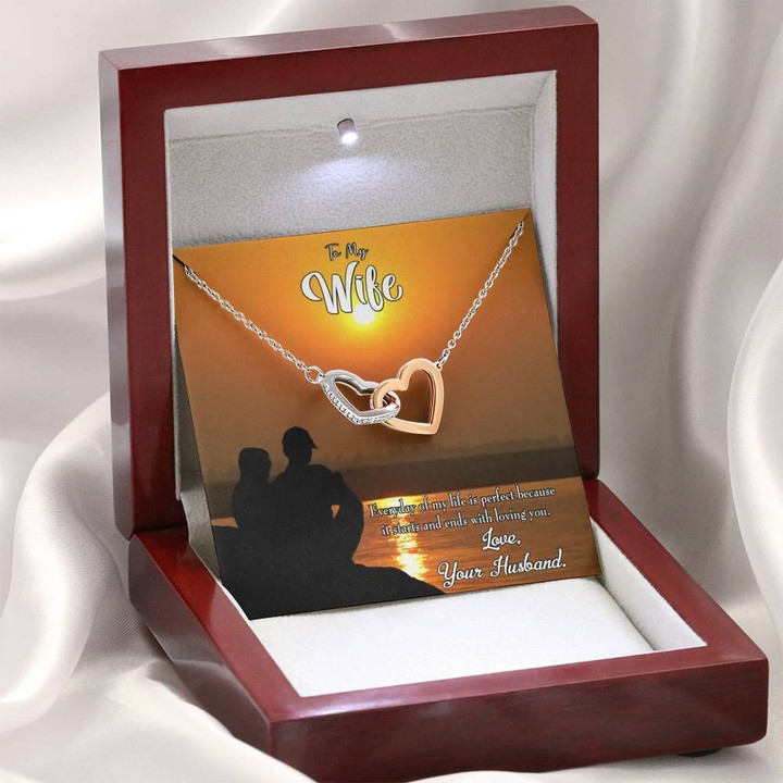 Life Is Perfect Interlocking Hearts Necklace Gift For Wife