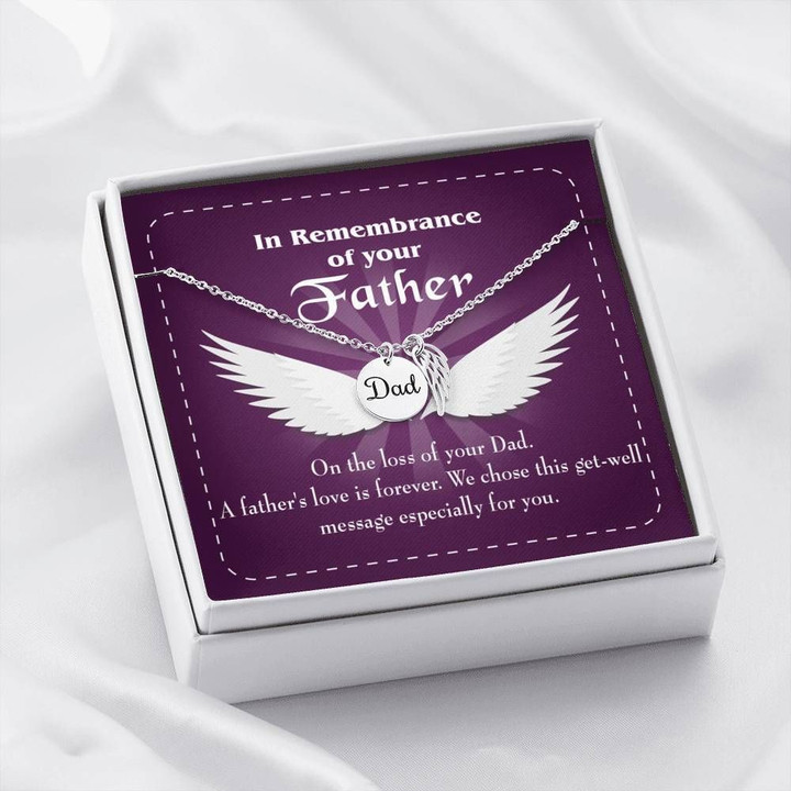 In Remembrance Of Your Father Gift For Angel Dad Remembrance Angel Wing Necklace