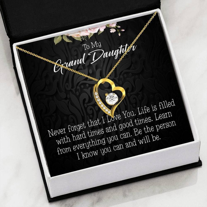 Never Forget That I Love You Gift For Granddaughter 18K Gold Forever Love Necklace