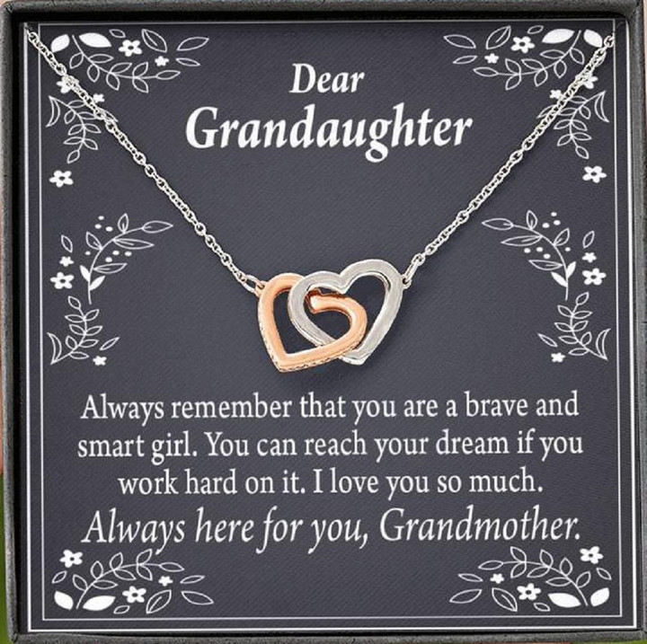 Interlocking Hearts Necklace Grandma Gift For Granddaughter Always Here For You