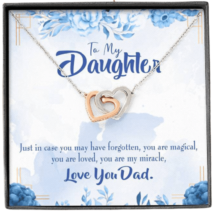 You Are My Miracle Interlocking Hearts Necklace Dad Gift For Daughter