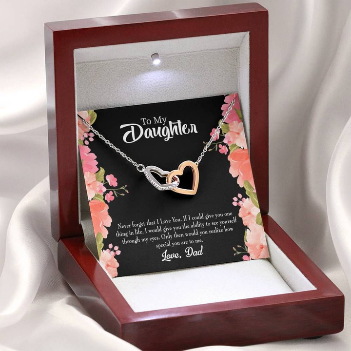 Never Forget Dad Loves You Interlocking Hearts Necklace Gift For Daughter