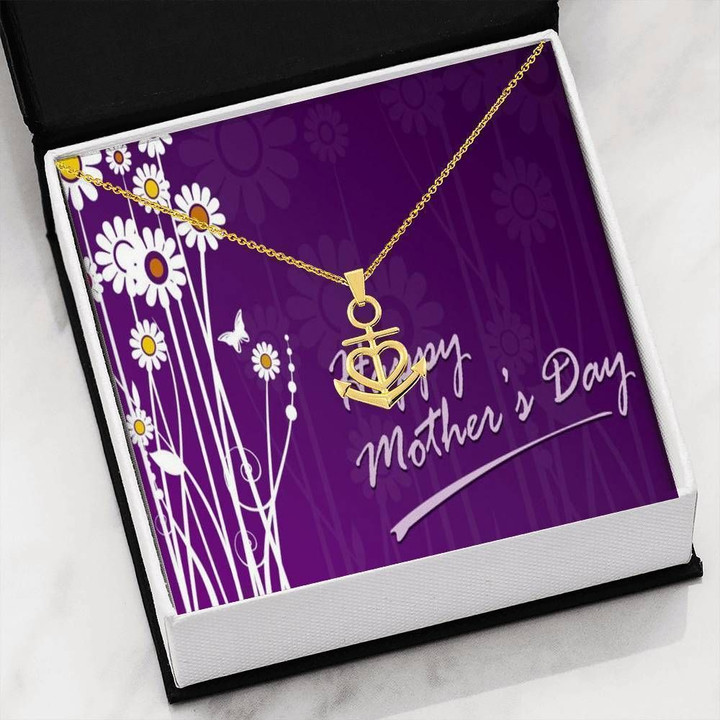 Purple Happy Mother's Day Gift For Mom Anchor Necklace