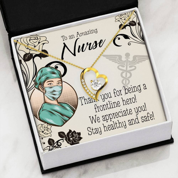 Thank You For Being A Frontline Hero Gift For Nurse 18K Gold Forever Love Necklace