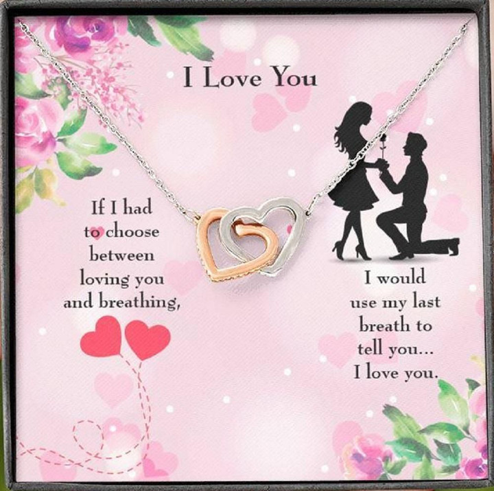 Loving You And Breathing Gift For Her Interlocking Hearts Necklace