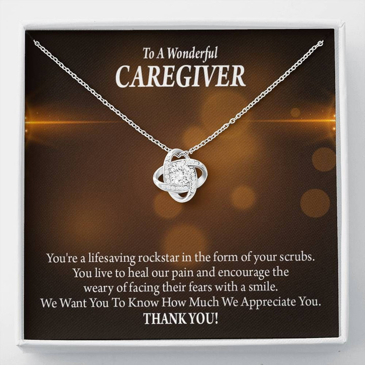 Nurse Gift To a Wonderful Caregiver Love Knot Necklace Nurse Appreciation Gift Necklace