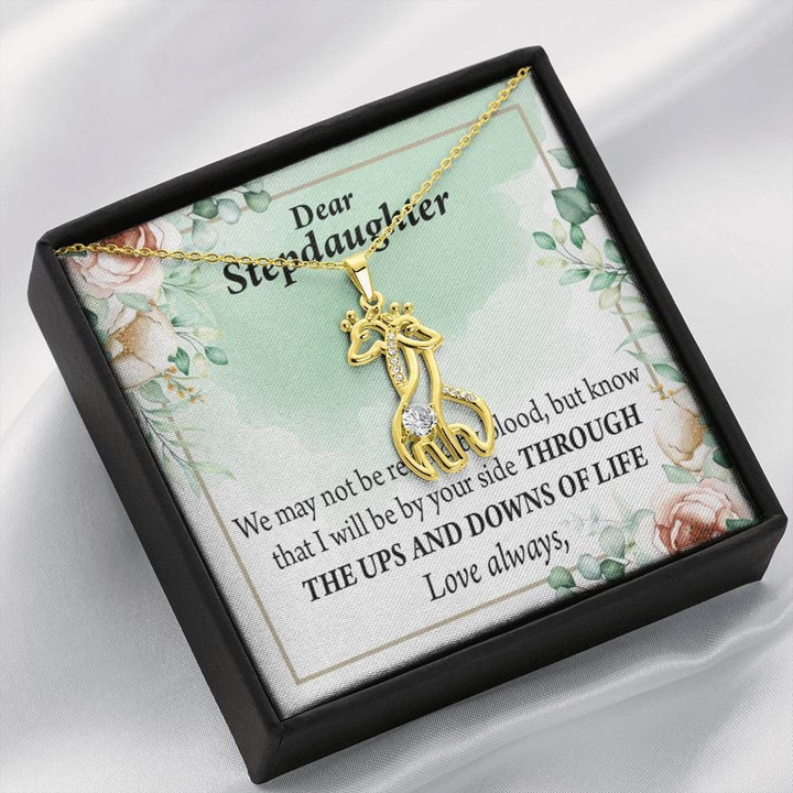 To My Stepdaughter The Ups And Downs Giraffe Couple Necklace