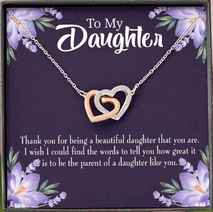 Thank For Being A Beautiful Daughter Interlocking Hearts Necklace Gift For Women