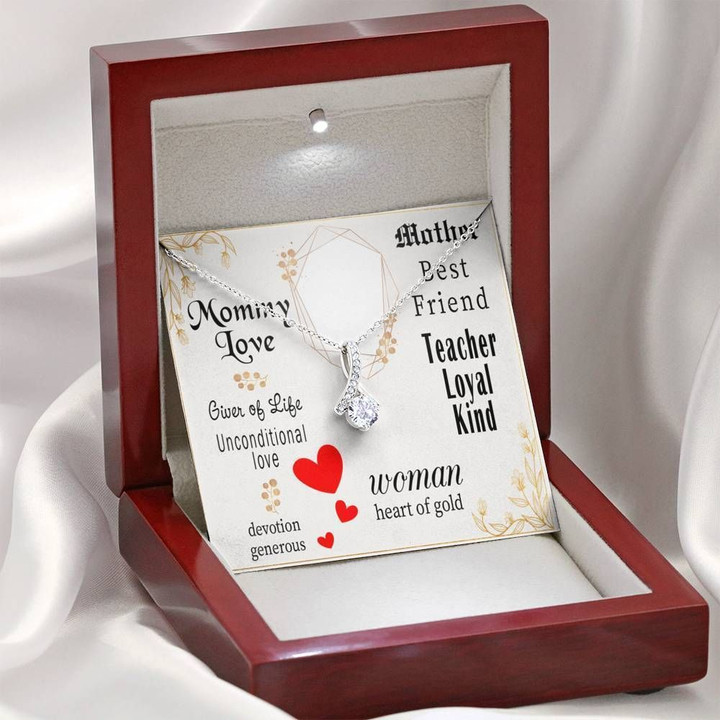 Message Card Alluring Beauty Necklace Gift For Mom Teacher Loyal Kind