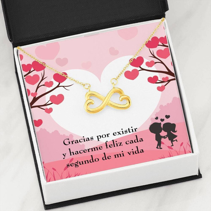 Me Haces Feliz Spanish Infinity Heart Necklace Gift For Women