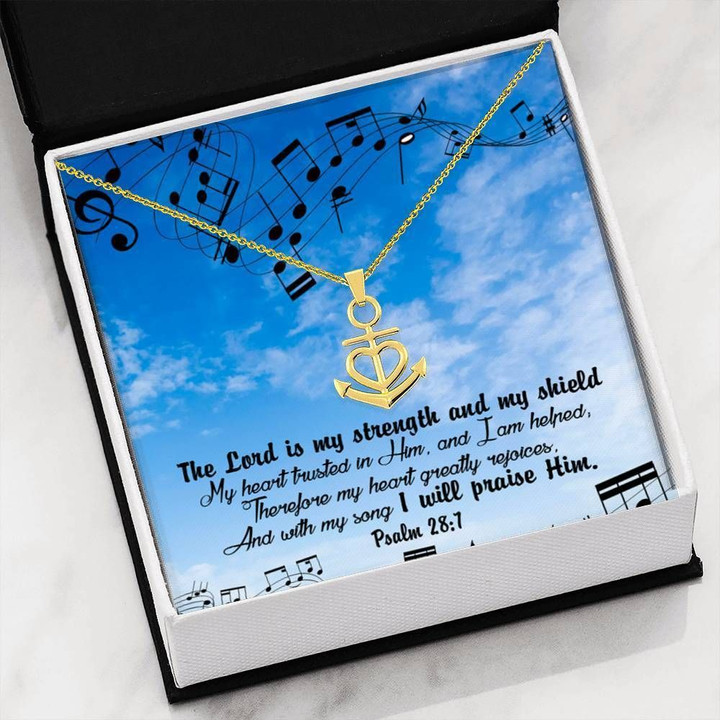The Lord Is My Strength Religious Gift For Christian 18K Gold Anchor Necklace