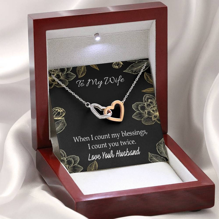 When I Count My Blessings Interlocking Hearts Necklace Gift For Hers