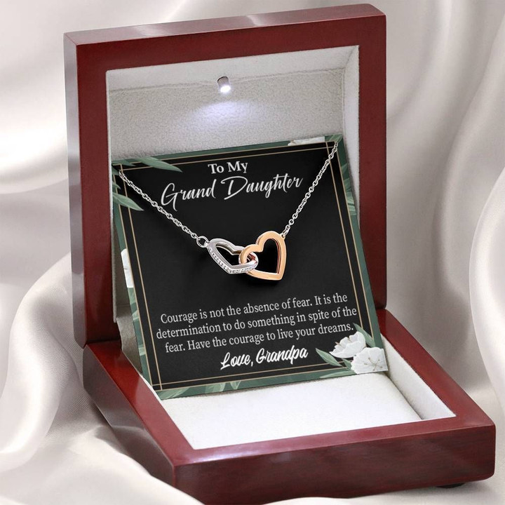 Interlocking Hearts Necklace Gift For Granddaughter Live Your Dreams