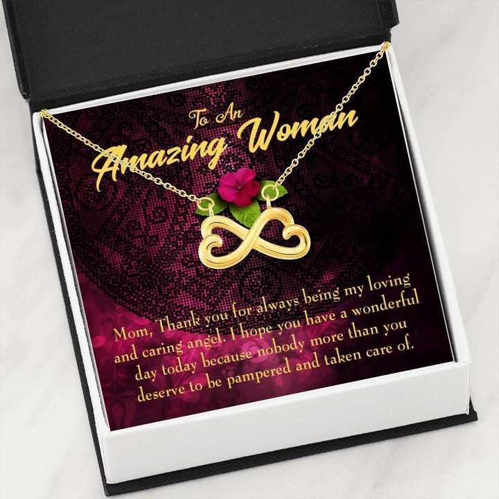 Thank For Being My Loving Person Infinity Heart Necklace Gift For Mom