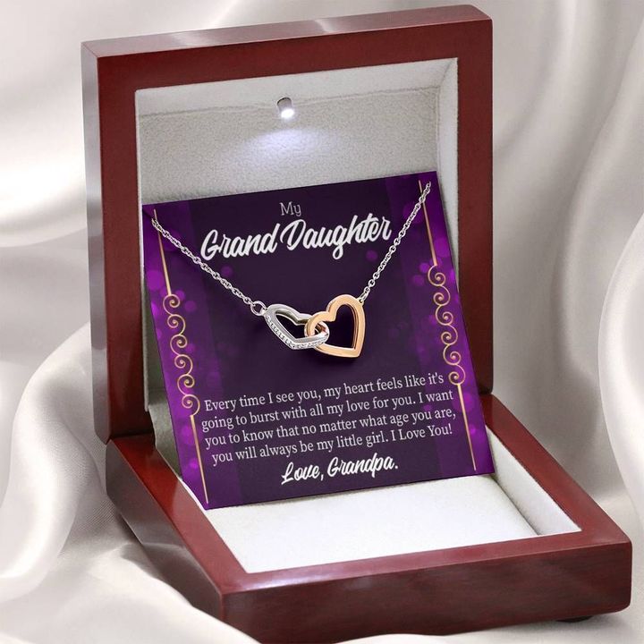 Interlocking Hearts Necklace Grandpa Gift For Granddaughter Every Time I See You