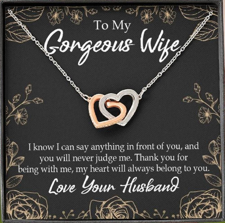 Interlocking Hearts Necklace Gift For Wife Thank You For Being With Me