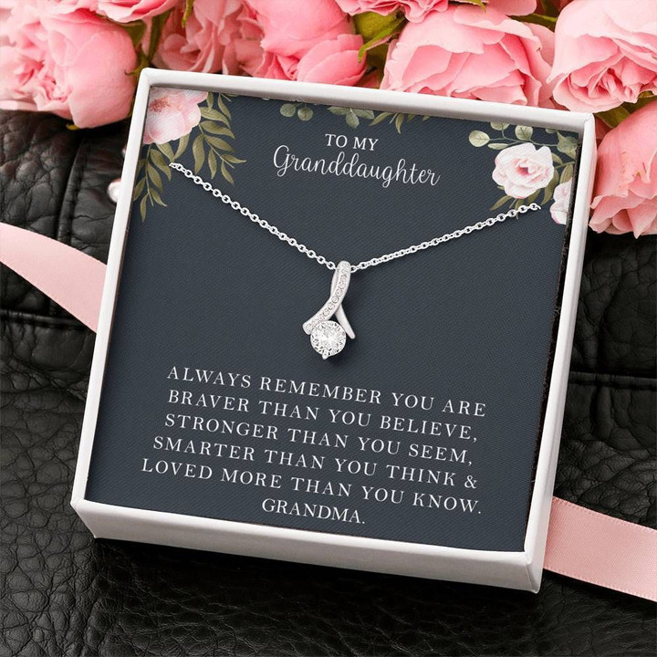 Loved More Than You Know Gift For Granddaughter 14k White Gold Alluring Beauty Necklace