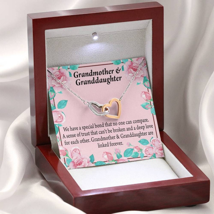 Interlocking Hearts Necklace Grandmother Gift For Granddaughter Special Bond