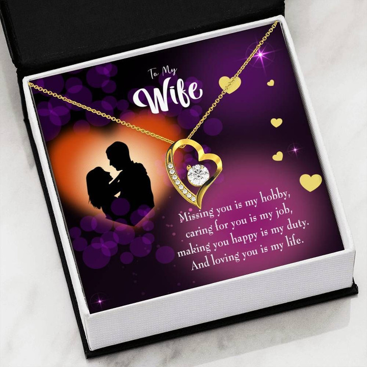Loving You Is My Life Gift For Wife 18K Gold Forever Love Necklace