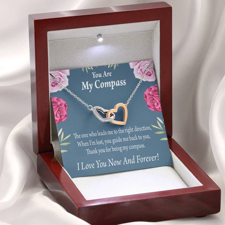 You Are My Compass Interlocking Hearts Necklace Gift For Wife