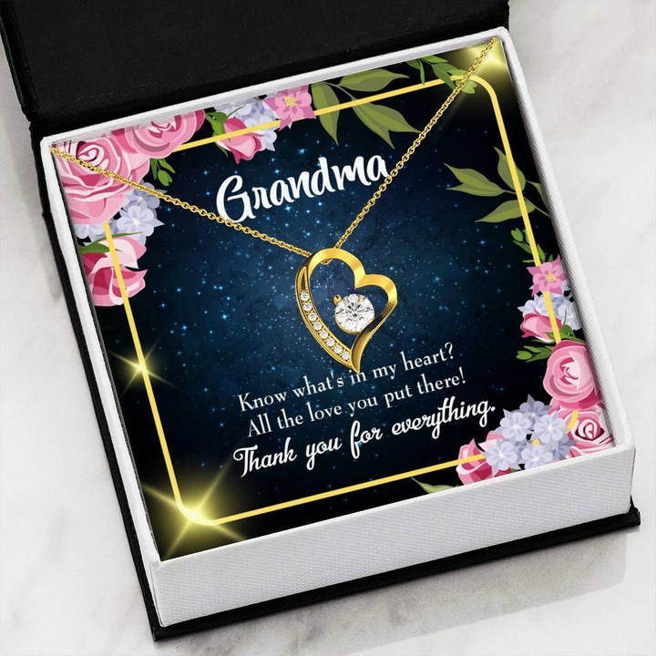 Thank You For Everything Gift For Grandma 18K Gold Forever Love Necklace