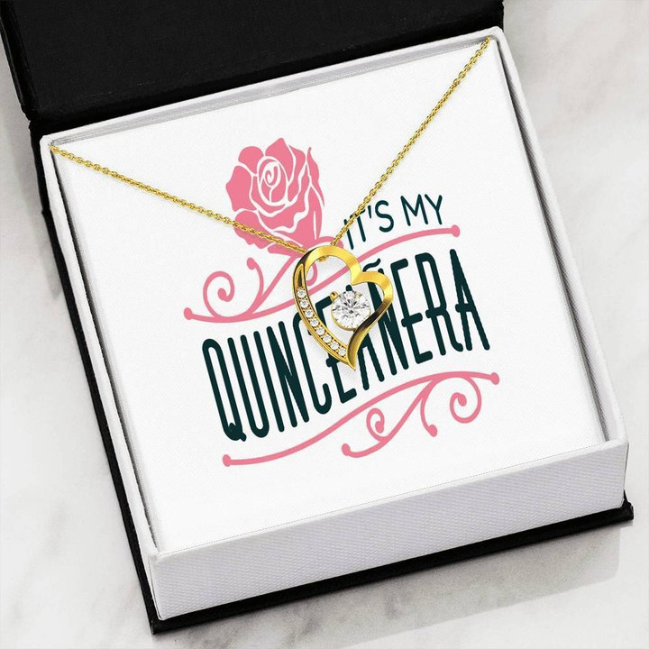 It's My Quinceañera Birthday 18K Gold Forever Love Necklace Gift For Women Forever Love Necklace Forever Love Necklace