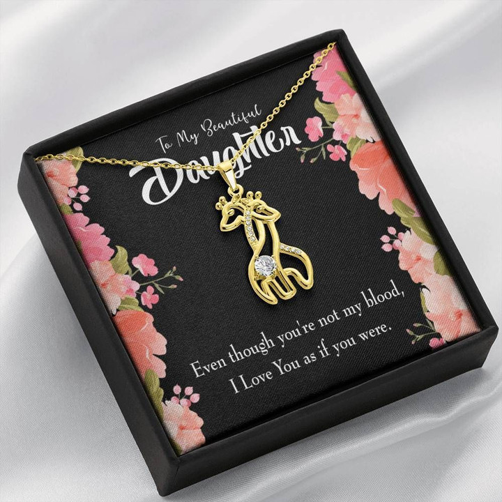 Love You As If You Were Giraffe Couple Necklace Gift For Daughter Bonus Daughter