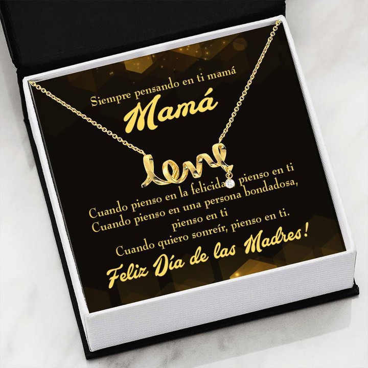 Meaningful Mom Gift Thinking Of You Spanish Scripted Love Necklace