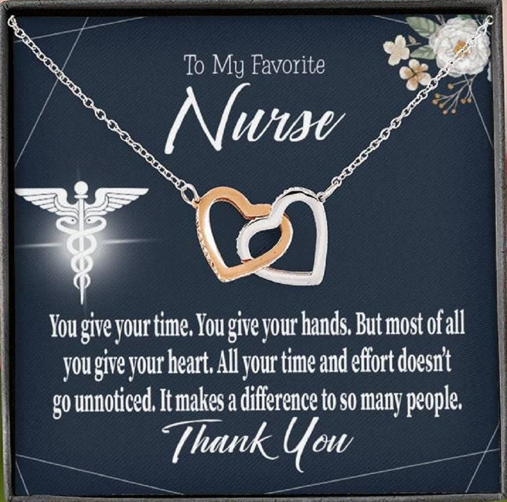 You Give Your Time Interlocking Hearts Necklace Gift For Nurse