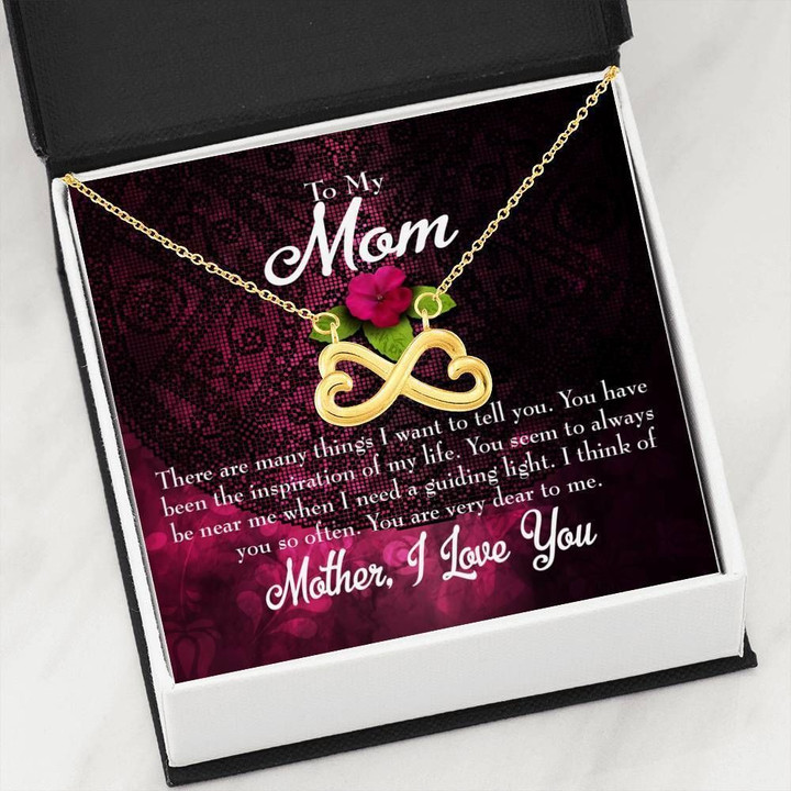 Infinity Heart Necklace Gift For Mom I Think Of You Purple Background