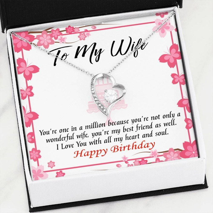 One In A Million 14K White Gold Forever Love Necklace Gift For Wife Forever Love Necklace Forever Love Necklace