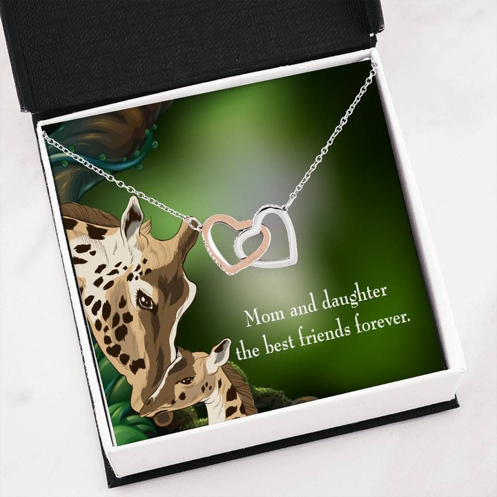 Mom And Daughter Best Friends Forever Interlocking Hearts Necklace Gift