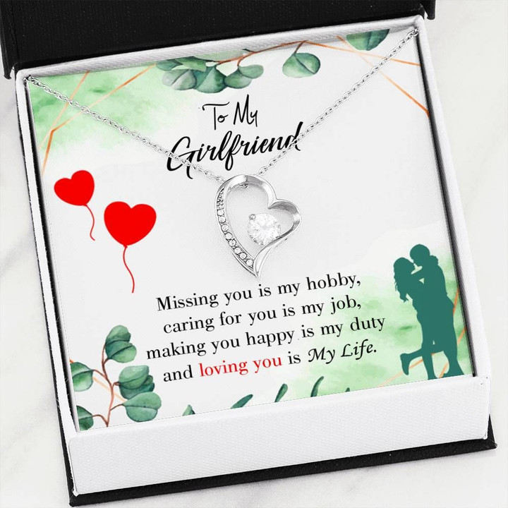 Missing You Is My Hobby Gift For Girlfriend Forever Love Necklace