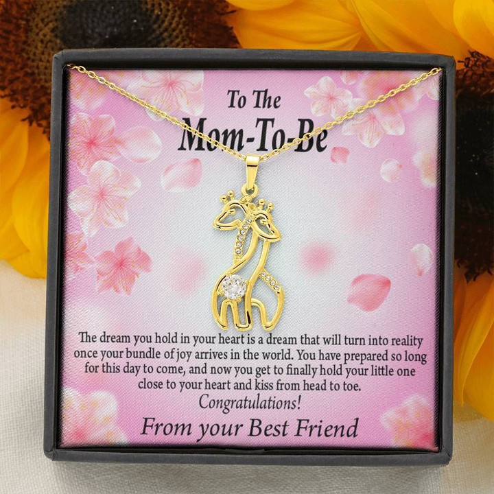 To The Mom To Be From Your Best Friend Giraffe Couple Necklace