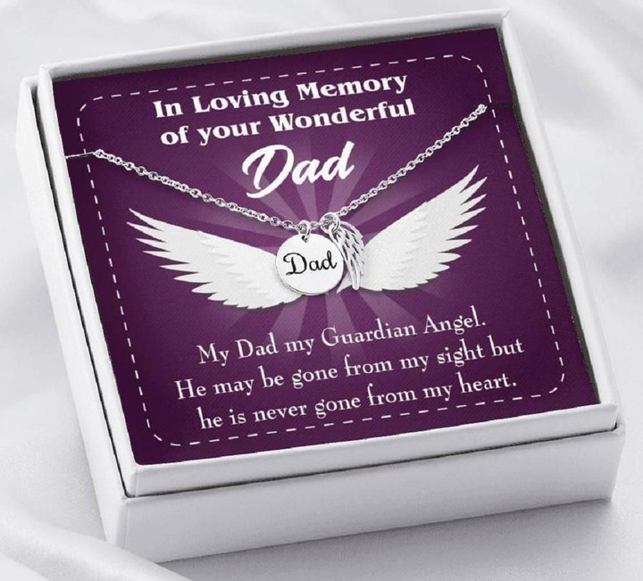 My Dad My Guardian Loss Of A Dad Sympathy Gifts Remembrance Angel Wing Necklace