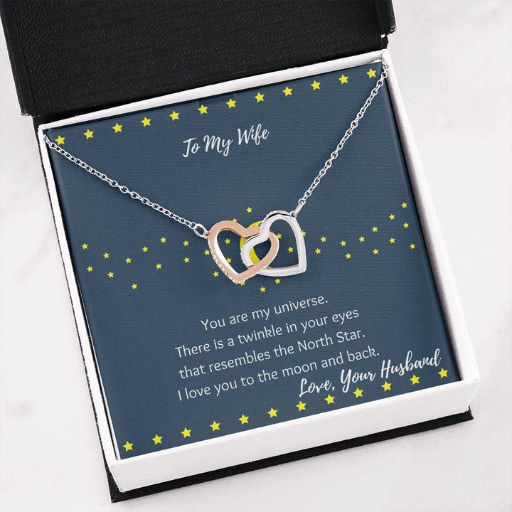 My Universe Interlocking Hearts Necklace Gift For Wife