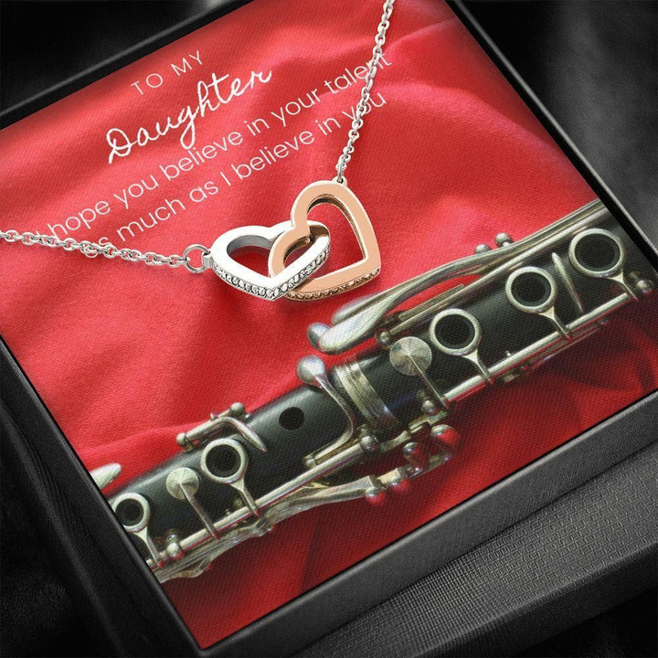 Music Instrument Believe In Yourself Interlocking Hearts Necklace Gift For Daughter