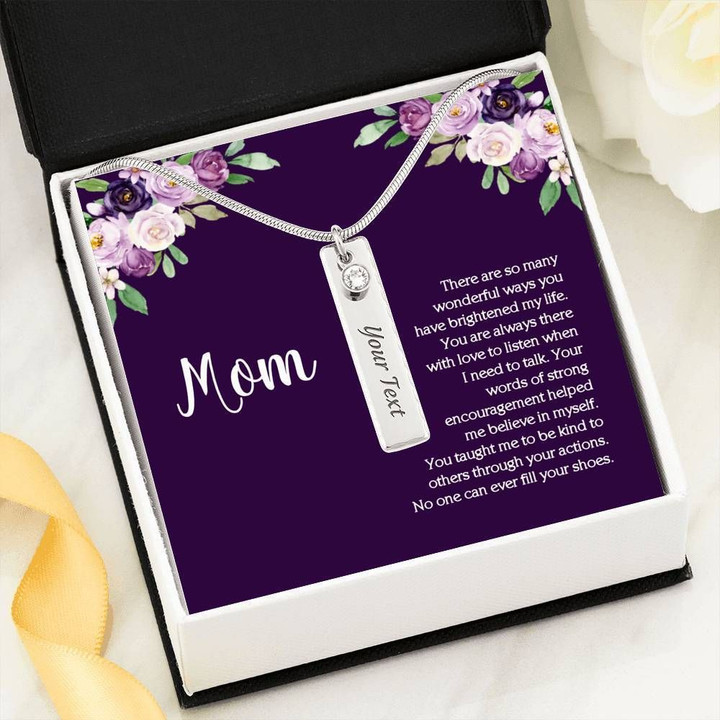 Purple Background Birthstone Name Bar Necklace Gift For Mom Always There
