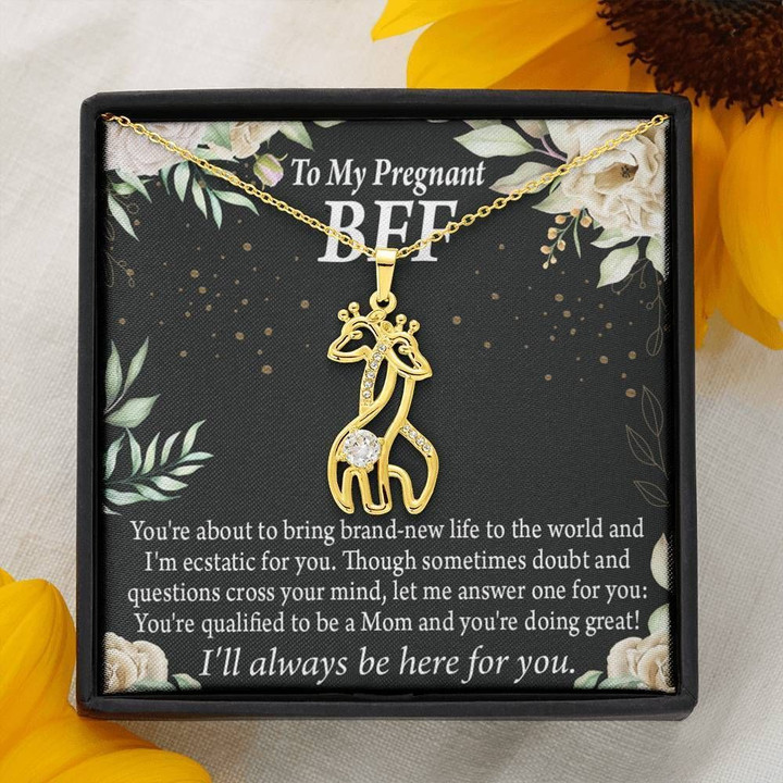 To My Pregmant Bff Always Be Here For You Giraffe Couple Necklace