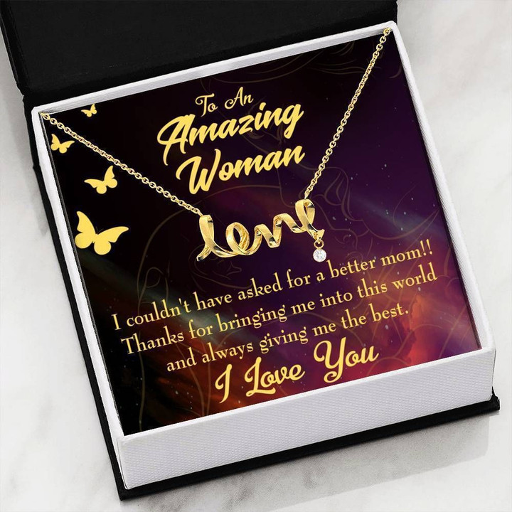 Thank For Giving Me The Best Message Card Scripted Love Necklace Gift For Mom