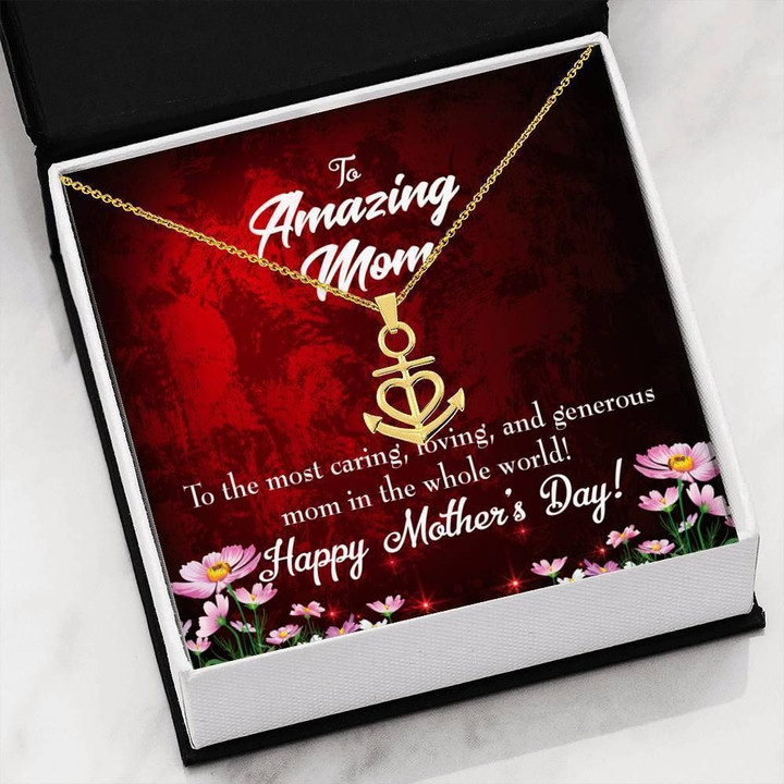 Mom The Most Caring Happy Mother's Day Anchor Necklace