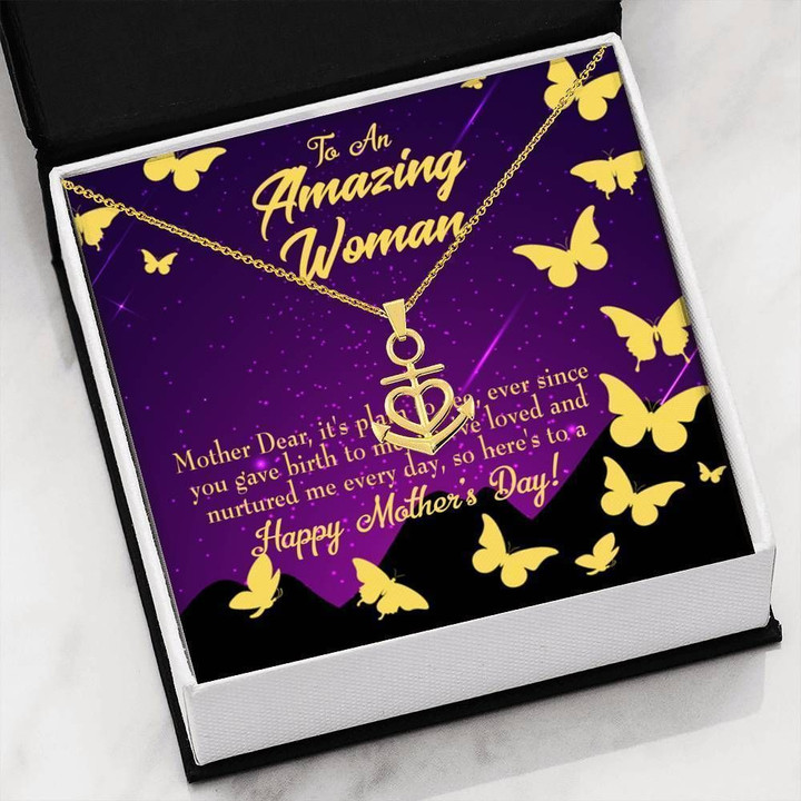 Yellow Butterfly Happy Mother's Day Gift For Mom Anchor Necklace