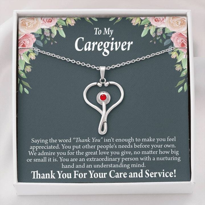 Necklace Gift For Caregiver Thank For Your Care And Service Stethoscope Necklace