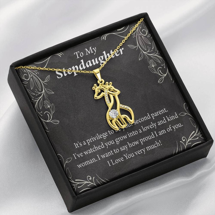 To My Stepdaughter How Proud I Am Of You Giraffe Couple Necklace